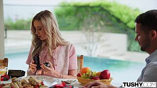 Anal-Curious Blonde Haley And Hubby Explore Toys With Deepthroat Blowjob And Cum In Mouth Action