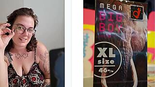 Big tits bbw babe in dress plays with unidentified fucking objects and toys