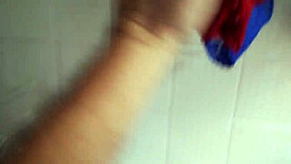 Hey, watch my husband playing with my panties and jerking off before I head out for a job