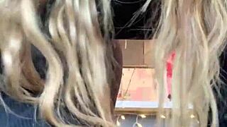 The PAWG stretches her ripped pants, revealing big ass and tits in a teasing display.