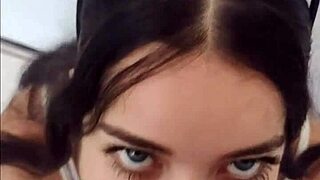 Young Brazilian brunette babe Debora Prado decided to deepthroat a monster cock before heading out.