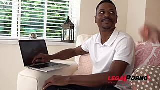 Busty blonde Stacey Saran gets drilled deep by stud's black monster cock in intense 1on1 session