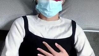 Asian with Big Wet Pussy Masturbates Solo in Transparent Stockings Tempting with Sexy Moves!