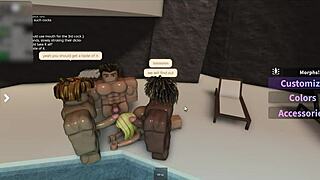 Latina Tans by Pool and Ends Up Sucking Three Big Cocks!