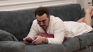 i spotted the camera and let him lick my pussy before squirting orgasm on the couch in maid roleplay