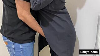 Quick standing doggystyle with horny hijab neighbor!