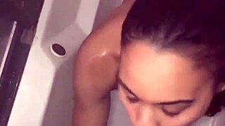 My sneaky link suggested we shower together, then gave a sloppy blowjob ending in facial cumshot