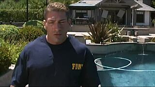 Blonde Nicole in fishnets and heels lounges by water then takes deep anal from her man with gaping and facial