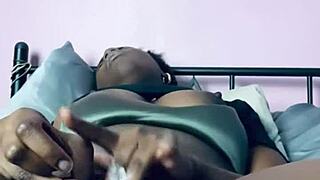 Pretty ebony girl next door fingers hairy pussy with dirty talk to creamy creampie mess