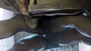 African ebony couple in dorm does rough homemade fucking with big ass fingering and hairy pussy teasing.