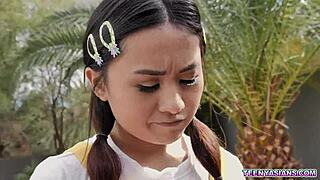 Tiny Asian Teen 18+ Elle Venove Strapon Threesome Punishment