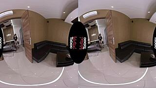 virtual taboo shows the brunette with big tits stripping off clothes in pov revealing shaved pussy