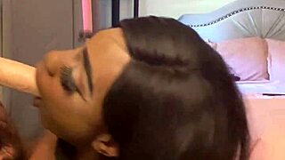 lexo butterflys dominates submission by sucking spitting ebony cock off the wall