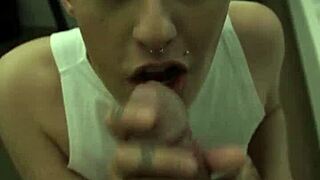 I mean, this cute brunette teen with tattoos is teasing me with wet blowjob and pretty face