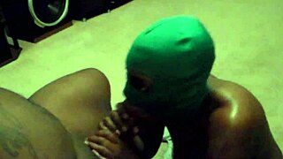 Quick handjob leads to messy ebony facial cumshot