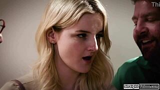 Teen feels uneasy with horny pervy neighbors craving her young body