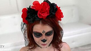 uh, halloween bride gets hard gangbang with anal fuck, double penetration, and huge interracial cocks pounding her skinny slut body