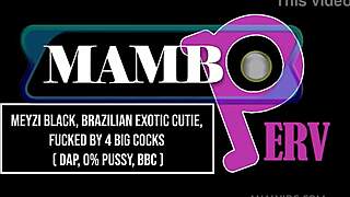 meyzi black, you exotic brazilian cutie, how does it feel getting fucked by 3 monster cocks in dap action?