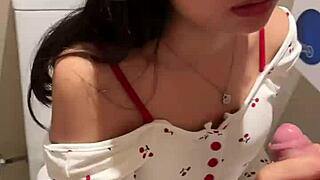 i watched 18 years old asian girlfriend suck huge interracial cumshot on her cute face in public restroom toilet