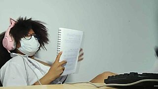 Beautiful Student Is Getting Excited While Singing While Doing Homework