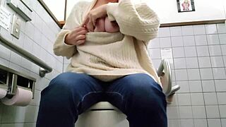 excited married woman masturbates secretly in the toilet during her wedding day in this full german video