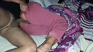 The stepdad sneaks into my room at midnight for some intense anal action. He bends me over and fills me with creampie in our homemade first time.