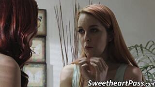 Redhead darlings Jayden Cole and Amarna Miller go wild with fingering, kissing, and hardcore lesbian licking!