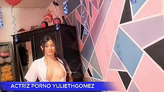 Whoa, This Naughty Colombian Brunette Babe in Short Dress Without Panties Teases with Ass on Stick!