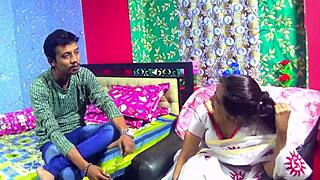 Real Indian Devar and Bhabhi Enjoy Mast Chudai with Dirty Hindi Talk. Close-Up Creampie Follows Intense Doggystyle and Muff Diving.