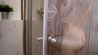 Sneaking in Bathroom While Babysitter Takes Shower for Cute Brunette Teen Blowjob in Homemade POV Style