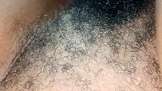 Solo Ebony Beauty Displays Bushy Hairy Black Pretty Pussy