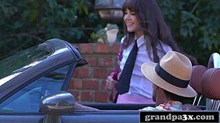 Smoking hot teen 18+ begs her stepgrandpa for a ride to school but ends up riding his cock instead?