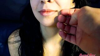 Cute Brunette Sabrina Masturbates and Blows Juicy Cock for Facial Jizz