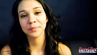 Cute Brunette Sabrina Masturbates and Blows Juicy Cock for Facial Jizz