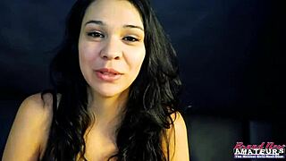 Cute Brunette Sabrina Masturbates and Blows Juicy Cock for Facial Jizz