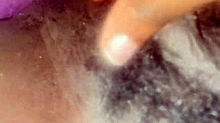 Solo Ebony Beauty Displays Bushy Hairy Black Pretty Pussy