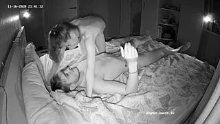 Skinny babe goes wild in night vision! She sucks in 69 position then rides cowgirl style on voyeur cam!