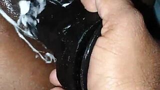 Huge 22 cm dildo insertion by tall wife while husband watches in awe!