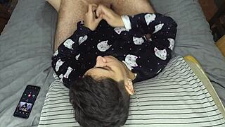 handjob and cum mouthful before bed