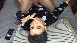 handjob and cum mouthful before bed