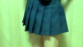 japanese schoolgirl in bloomers, gym clothes, see-through lingerie, and swimsuit plays with anal toys