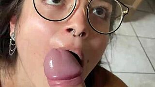 Conversational-Emoji Nerdy Busty Brunette Deepthroats Wellington Prado's Big Dick 😏