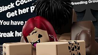 Thick redhead bitch takes big black cock railing in Roblox
