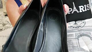 hey there, this blonde milf housewife teases in pantyhose with pierced nipples and shaved pussy during close-up dirty talk pov as a slutty wife from usa