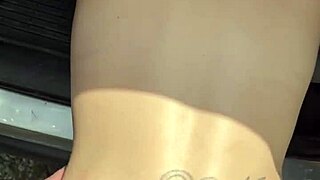 big ass hooker rides customer reverse cowgirl in car then swallows cum outdoors on street