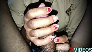 Siswi sma ngocokin kontol temannya with amateur handjob and cumshot