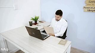 Petite Secretary Gets Rough Doggystyle From Muscular Boss With Big Cock In Office