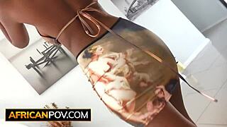 Busty ebony teen 18+ gets tight pussy railed by hung producer at bikini photoshoot, deepthroat and doggystyle domination 😍🍑