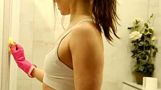 Oh man, I can't believe this cleaning lady with hot legs is in my bathroom right now...