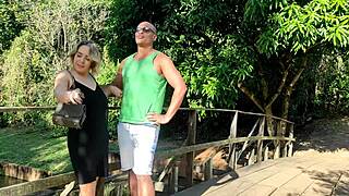 Fucking Behind The Trees In A Public Park With A BBC And Deepthroat Blowjob